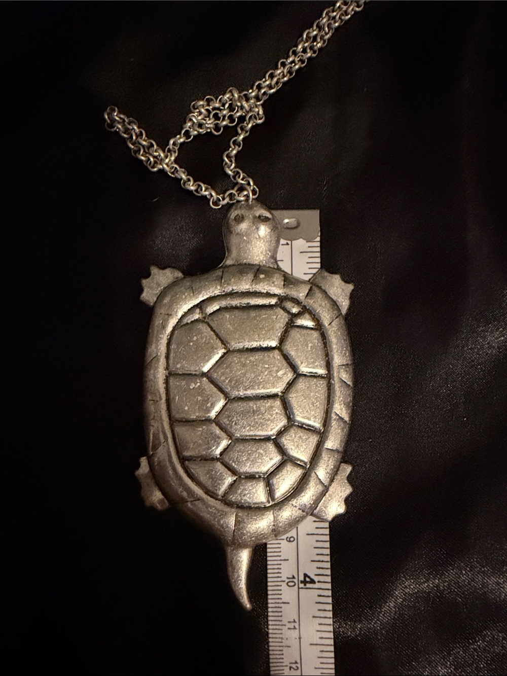 Silver Turtle Pendant Necklace - Reptile-Themed Jewelry - Picture 2 of 2